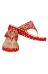 Red Gold Wedding Khatwork Platform Wedges