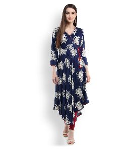 TISSU BLUE RAYON ANGRAKHA KURTI