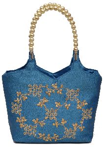 NHSB - 016 Ladies Bead Handle Silk Handbag