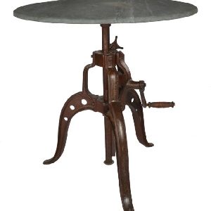 IRON CRANK TABLE WITH MARBLES TOP