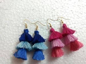 Silk thread stack earrings