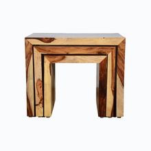 modern wooden sheesham set of 3 stool