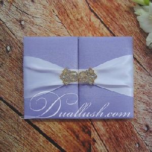 Lavender Silk Wedding Invitation Gate Fold Folio
