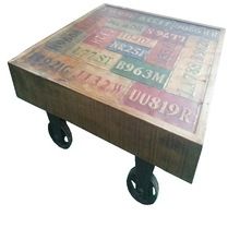 Iron Wooden Cart Coffee Table