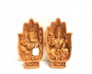 Handmade Wooden Laxmiji and Lord Ganesha Jodi