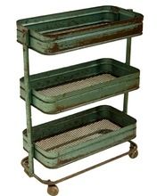 VINTAGE IRON METAL SHABBY CHICK PAINTED TROLLY RACK