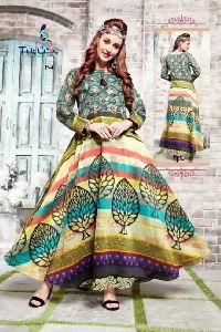 Chanderi Printed Anarkali Kurti