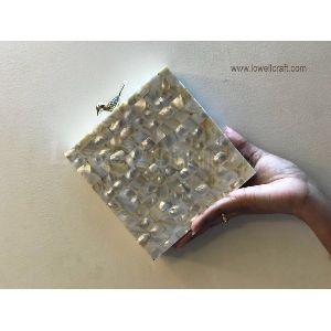 WHITE MOTHER OF PEARL CLUTCH SLING