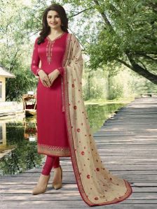 Pink and Beige Designer Straight Salwar Suit