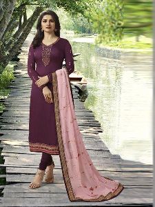 Purple and Pink Designer Straight Salwar Suit