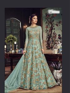 Sky Blue Designer Anarkali Salwar Suit