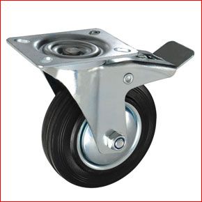 Rubber Caster Wheel with Brake