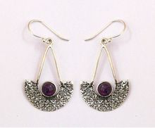 silver gemstone earring