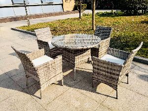 5 Piece Steel Rattan Dining Set