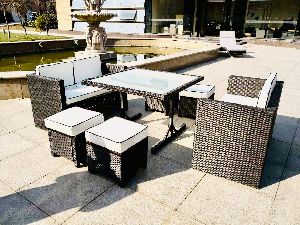 7 Piece Steel Rattan Dining Set