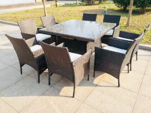 9 Piece Steel Rattan Dining Set