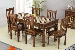 Solid Wood Brass Dining Set