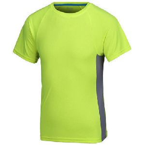 Mens Green Polyester T-Shirt