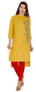 Mehndi Knee Long Rayon Straight Kurti