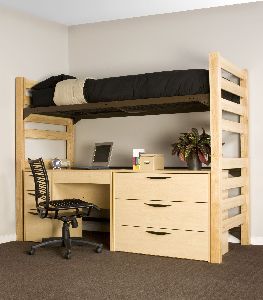 Wooden Loft Bed with Desk
