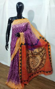 Hand Printed Mulmul Cotton Saree