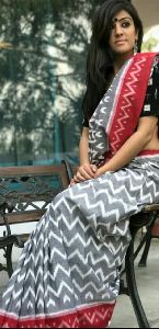 Ikkat Print Mulmul Cotton Saree