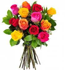 Mixed Coloured Roses Hand Tied