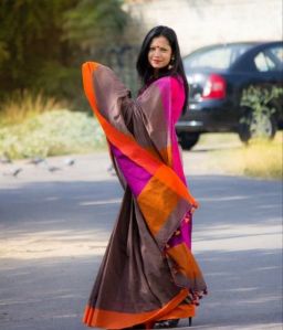 Plain Linen Saree