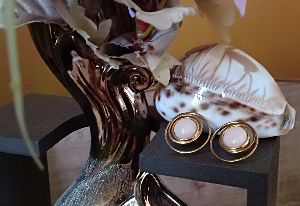 E0002 Pink Opal Gold Plated Earrings