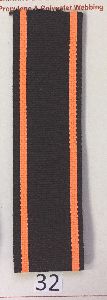 Black Dark Orange Stripe Polyester Webbing