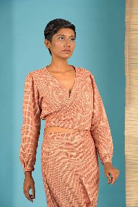 Red Handloom Tie top