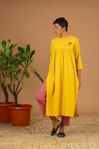 Yellow Plain Kurta