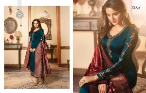 zisa banarasi vol5 catalog at wholesale and singles Top-satin jorgget with work Duppta-banarsi