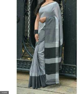 Grey Linen Saree