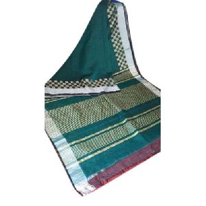 Silver Border Plain Linen Saree