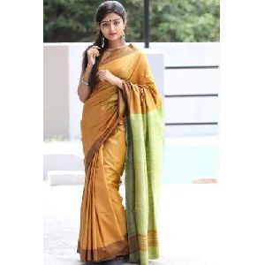 Dyed Tussar Silk Saree