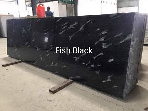 Fish Black Granite Slabs