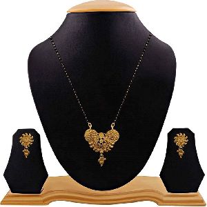 Ankur traditional sun flower shaped gold plated mangalsutra set for women