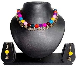 Ankur trendy gold plated beads necklace set for women