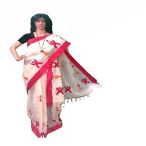 pure cotton saree with red border