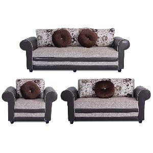 Bharat Lifestyle Alex Fabric Cream Brown Sofa Set (3+2+1)