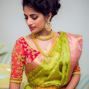 Pink Maggam Saree Blouse