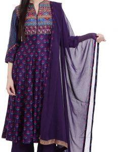 Purple Flared Cotton Dress