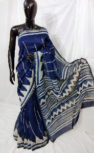 Dabu Hand Printed Chanderi Saree