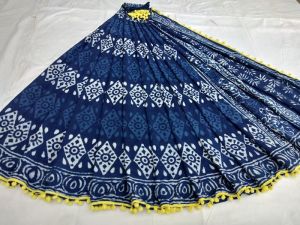 Dabu Indigo Printed Cotton Saree/ Mulmul saree/ Traditional saree