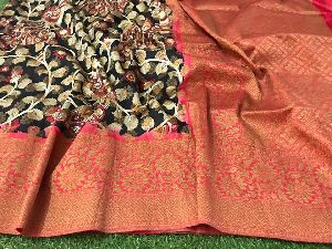 Pure handloom Banarasi kalamkari silk sarees with blouse Rich weaving border 2350 inc ship