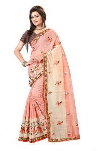 cotton embroidery saree