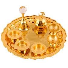 Silver Gold Plated Pooja Thali