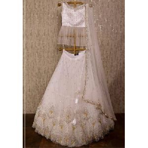 White Party Wear Lehenga Choli