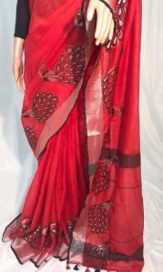 pure Linen jakard work Saree